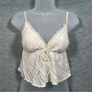 Princess Polly Cami Top Womens SZ 2‎ Ivory Boho Cottagecore Sheer Festival